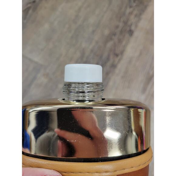 New Vintage Glass Flask With Two Tone Brown Faux Leather Case - Picture 6 of 8